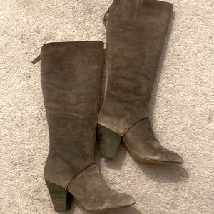 New never worn grey suede knee high boots.